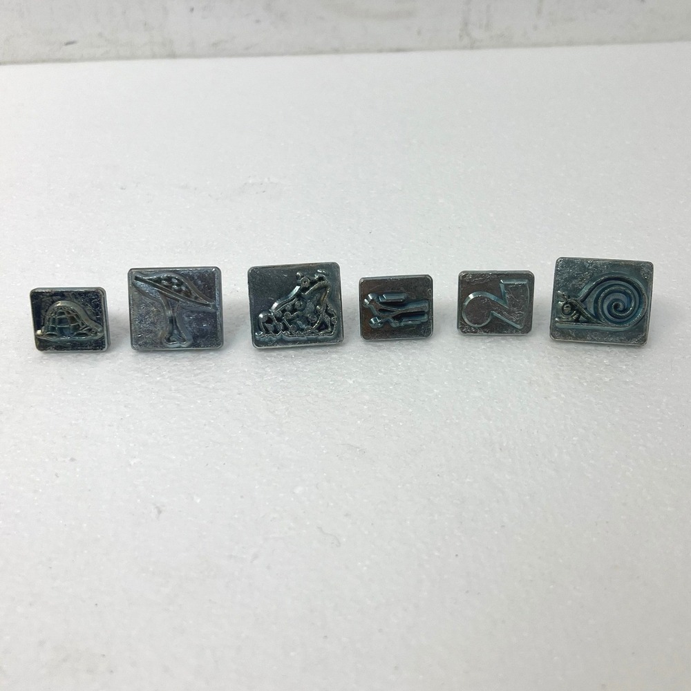 Vintage Craftool Leather Stamp Lot x 6 Mushroom Frog Snail Turtle Roadrunner USA